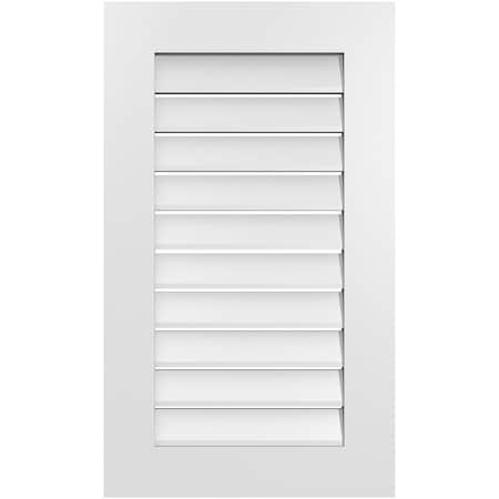 Ekena Millwork Vertical Surface Mount PVC Gable Vent: Functional, w/ 3-1/2"W x 1"P Standard Frame, 20"W x 34"H GVPVE20X3401SF